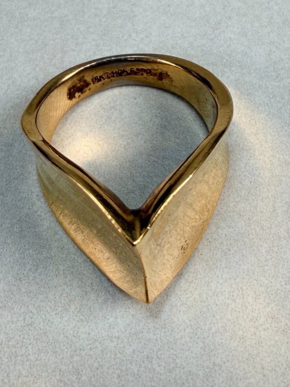 Vintage ESPO 18K Gold Electroplate Modernist Chevron Ring Size 6.75